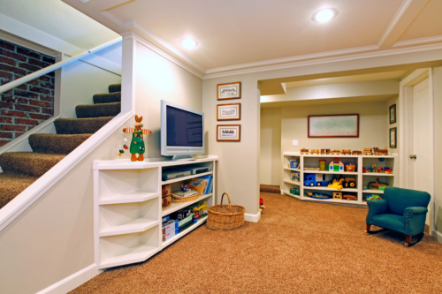 Check This Basement With Toys and Tiny Sofa for Kids What We Renovated